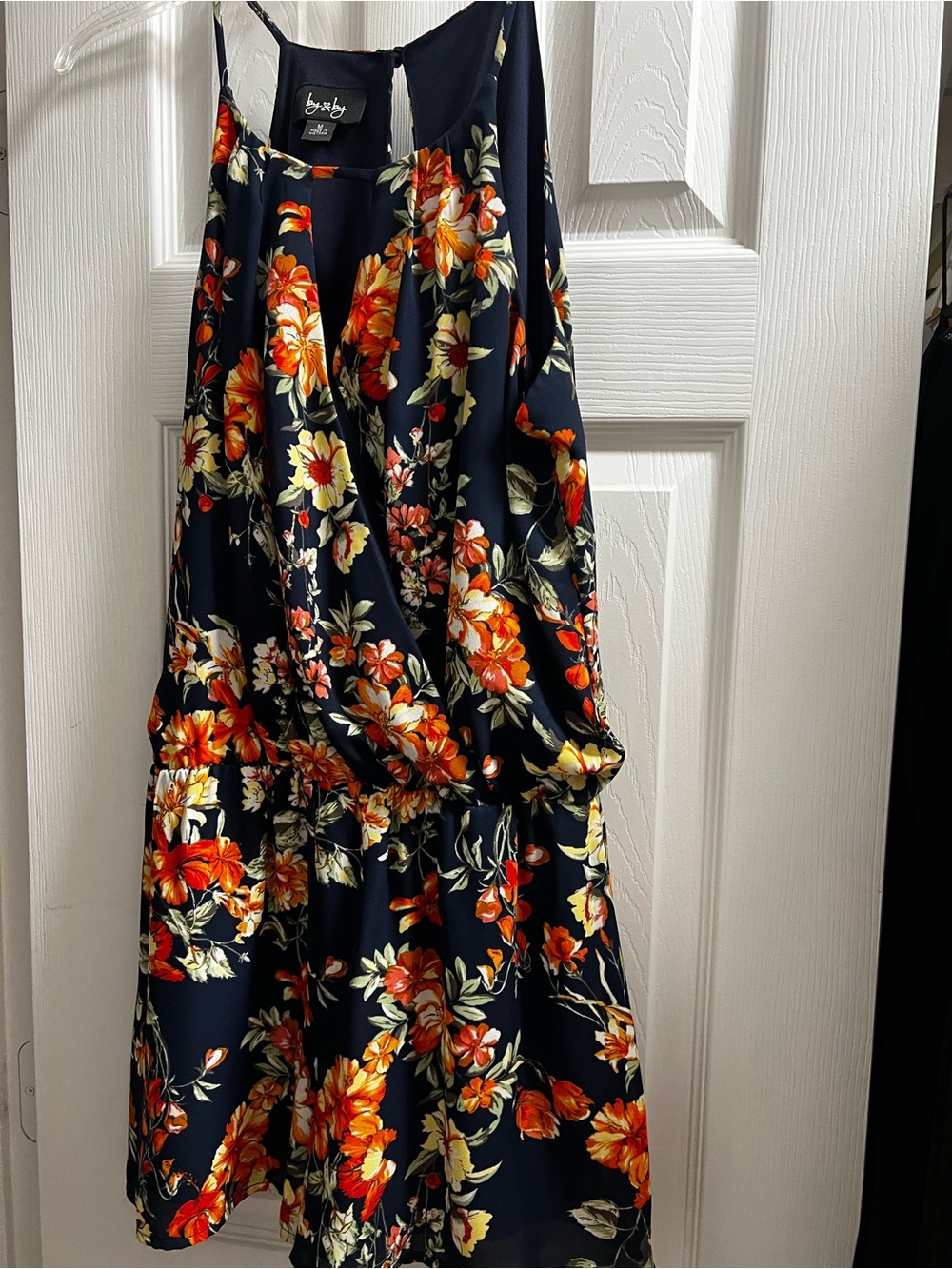 by by Navy Floral Mini Skirt - Orange & Cream Bloom Print